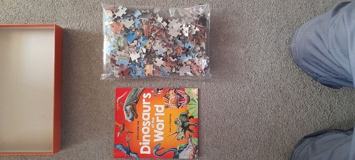 Dinosaur jigsaw and book