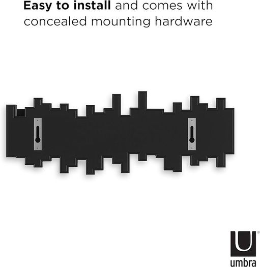 FREE P&P Multi Hook Coat Rack - Modern, Unique, Space-Saving Wall Mounted Hanger with 5 Flip-Down Hooks for Hanging Coats, Scarves, Purses and More, Black