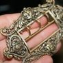 Antique Victorian Rococo Art Nouveau Belt Buckle Brooch Pin Brass Color 9cm x 5cm Image 8