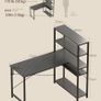 Computer Desk with Bookshelf, Corner Desk with Conversible Shelves, L Shaped Desk, Home Office Desks, Writing Study Desk for Bedroom,100 x 80cm, Black Image 2
