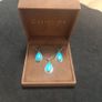 Vintage Sterling Silver Turquoise Teardrop Pendant Necklace & Earring Set Boxed Image 7