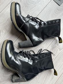 Rare Dr. Martens Darcie Black Patent Heeled Boots - UK 7 / EU 41