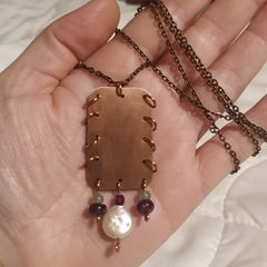 Handmade Copper Necklace with Natural Stones