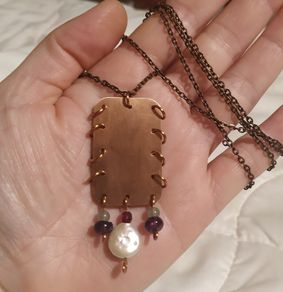Handmade Copper Necklace with Natural Stones