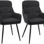 Dining Chair Set of 2 with backrests, Thick Padded Seat armchairs, Easy-Clean Faux Leather and Linen, Sturdy Metal Legs kitchen chairs for Dining and Living Room(Black) Image 10
