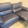Blue Leather DFS Recliner Sofa & Footstool Image 2