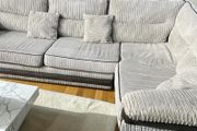 Corduroy corner sofa set with chair