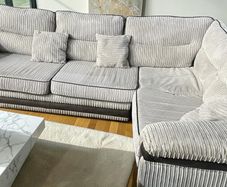 Corduroy corner sofa set with chair