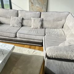 Corduroy corner sofa set with chair