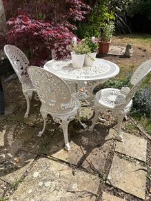 Vintage Cast Aluminium Garden Dining Set Table & 4 Chairs