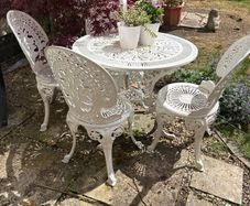 Vintage Cast Aluminium Garden Dining Set Table & 4 Chairs