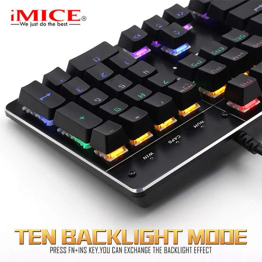 New IMICE MK-X80 USB Wired Luminous Lit Mechanical Gaming Keyboard Black