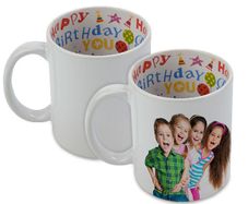 Happy Birthday printed inside Personalised photo Mug