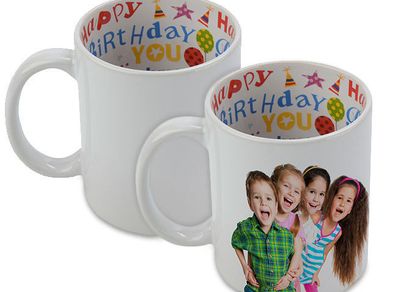 Happy Birthday printed inside Personalised photo Mug