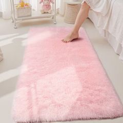 Rugs Living Room 60x120cm, Pink Runner rug for Bedroom, Washable Anti Slip Fluffy Rug Shaggy Soft Modern Floor Carpets Mat Beside Rugs for Kids Hallway Living Room