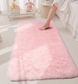 Rugs Living Room 60x120cm, Pink Runner rug for Bedroom, Washable Anti Slip Fluffy Rug Shaggy Soft Modern Floor Carpets Mat Beside Rugs for Kids Hallway Living Room