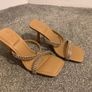 Zara Nude Diamond Square Toe Heels Image 7