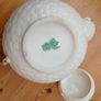 Vintage Belleek Ireland Shamrock Teapot, Woven Porcelain Image 3