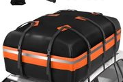 Car Roof Bag,21 Cubic Feet Large Roofing Cargo Carrier Bags Waterproof Soft Rooftop Luggage Storage Box for Any Cars With/Without Roof Rack/Rails/Bars