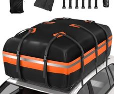 Car Roof Bag,21 Cubic Feet Large Roofing Cargo Carrier Bags Waterproof Soft Rooftop Luggage Storage Box for Any Cars With/Without Roof Rack/Rails/Bars