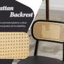 set of 4, wood, kitchen chairs, PU leather upholstered Rattan Image 5