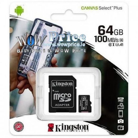 3233 Kingston 64GB MicroSD Class 10 Speed 100MB/s