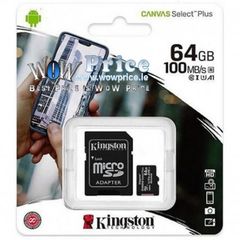 3233 Kingston 64GB MicroSD Class 10 Speed 100MB/s