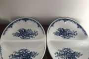 Royal Worcester Hanbury Blue &amp; White Divided Serving Dish x 2
