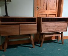 Pair Scandanavian style solid teak console tables
