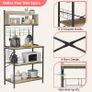 80cm Bread Rack & Microwave Rack with 4 Shelves, Multi-functional Coffee Bar Shelf, 8 Side Hooks, Open Shelf Suitable for Kitchens, Dining Rooms, Living Rooms (oak) Image 3