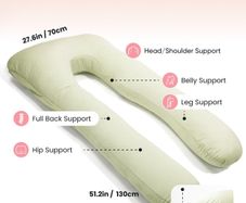 Nuliie U-Shaped Pregnancy Pillow Cooling Light Green (Like New)