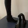 Black Boots Knee High Wedge Stretch Diamonte Detail Size 41 NEW Image 3