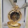 Harry Potter Golden Snitch Pocket Watch Necklace Gold Image 2