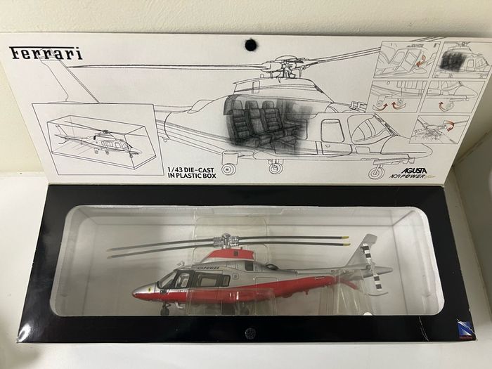 Ferrari Agusta A 109 Power Elite Model Red and Grey Helicopter Diecast 1:43 Scale - New In Box