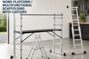 Aluminium Scaffolding Work Platform with Castors and Safety Handrail