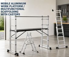 Aluminium Scaffolding Work Platform with Castors and Safety Handrail