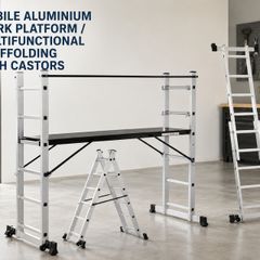 Aluminium Scaffolding Work Platform with Castors and Safety Handrail