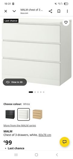 White Chest of Drawer - Ikea Malm