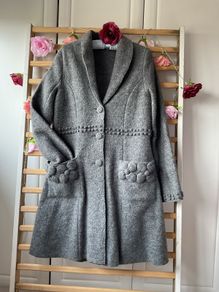 coat grey 100% wool coat James Lakeland vintage inspired 10/12 medium