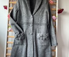 coat grey 100% wool coat James Lakeland vintage inspired 10/12 medium