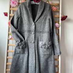 coat grey 100% wool coat James Lakeland vintage inspired 10/12 medium