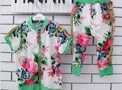 New Girl's sport flower clothing set Age 6-7 Years