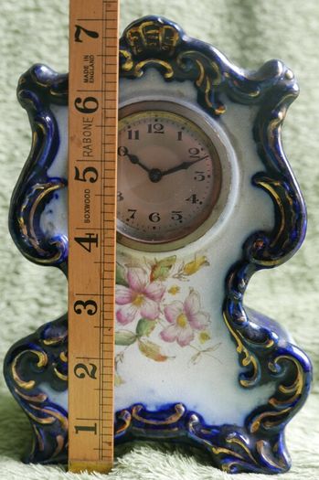 Antique French Mantel Clock, Hand Painted Porcelain Clock (works well)