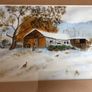 Framed Watercolor Pheasant in the Snow Image 4
