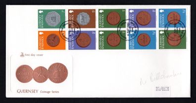 1980 Guernsey 30p Definitive Stamp Booklet Pane (ex SB20) Coinage Series First Day Cover (FDC)