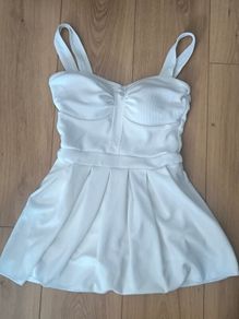 White Active Tennis Skort / Dress with Built-in Chest Pads