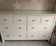 IKEA HEMNES Grey 8-Drawer Chest with Glass Top