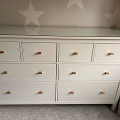 IKEA HEMNES Grey 8-Drawer Chest with Glass Top