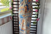 dress Bnwot bias cut slip dress size  blue &amp; beige patterned