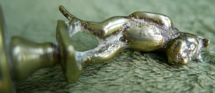 Vintage Brass Handbell Featuring a Mischievous  Handle